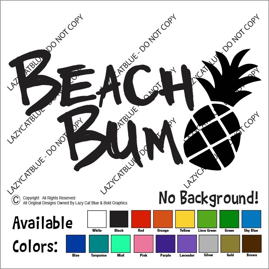 Beach Bum Pineapple Life Decal Sticker Tropical Salt Ocean Window Sticker Car