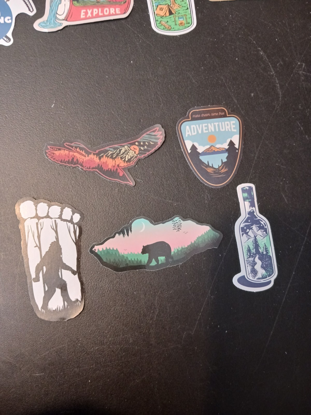 25 New Outdoors-Themed Vinyl Stickers Hiking, Camping, Bigfoot…Lot 1 of 2