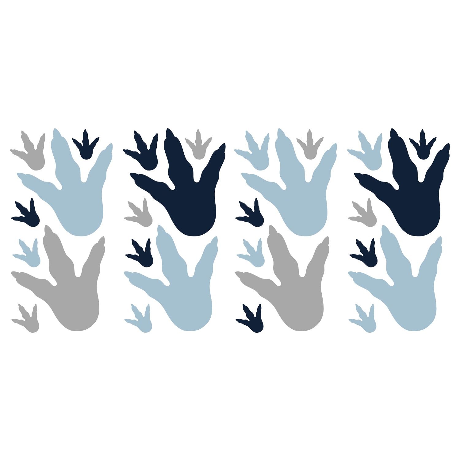 RMK4103SCS Dinosaur Feet Tracks Peel and Stick Wall Decals, Blue, Gray
