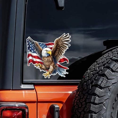 American Flag Eagle Car Stickers 2-Pack Patriotic Waterproof Stickers for