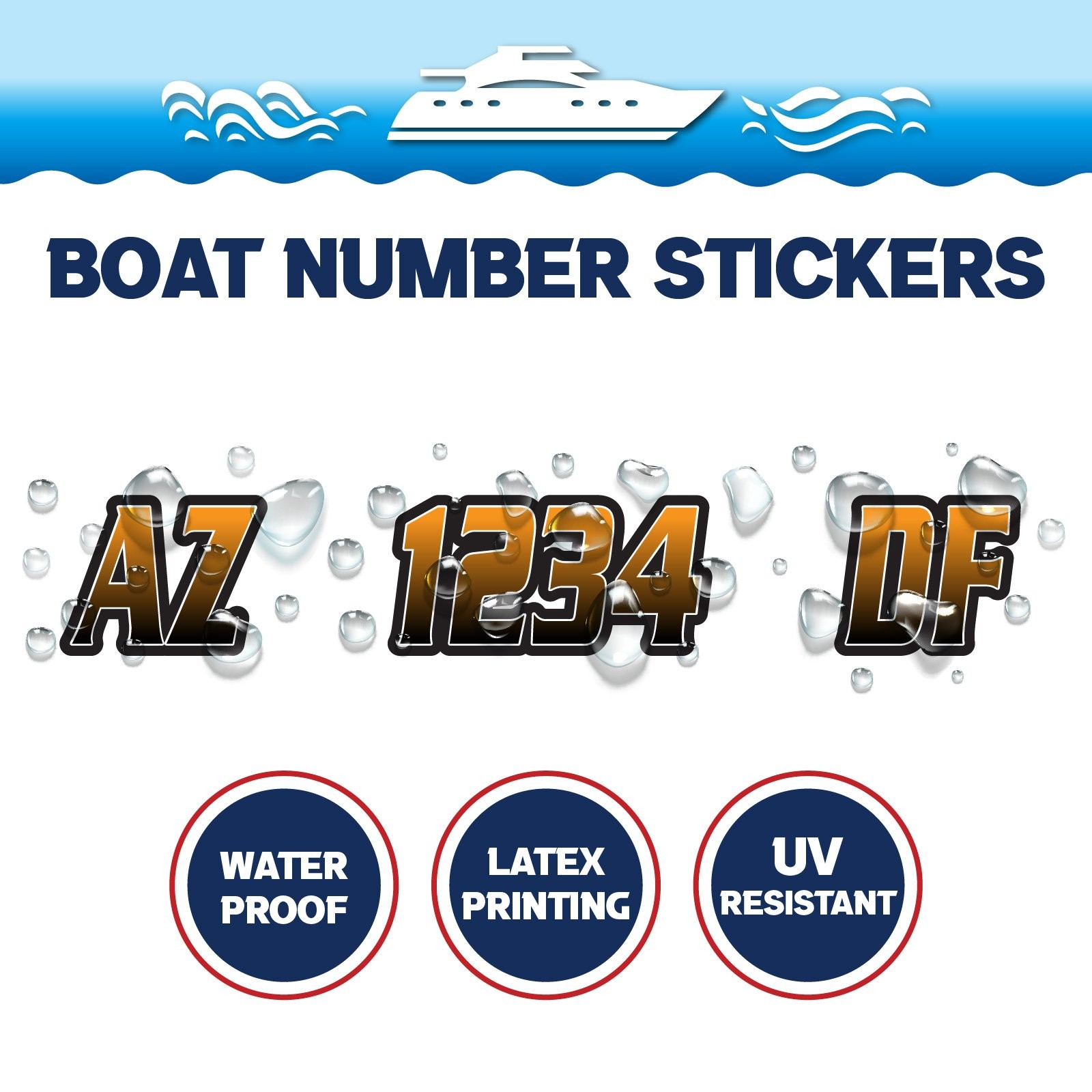 3 inch 2x Watercraft Number Custom Boat Registration Stickers3 inch Gradient