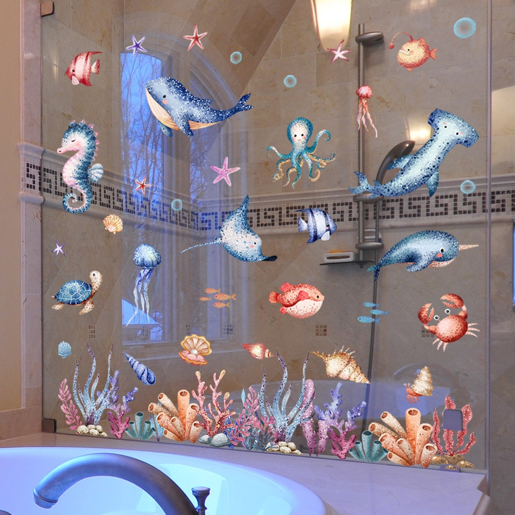 11.81×23.62in Glass Underwater Scene Static Sticker Easy Removal