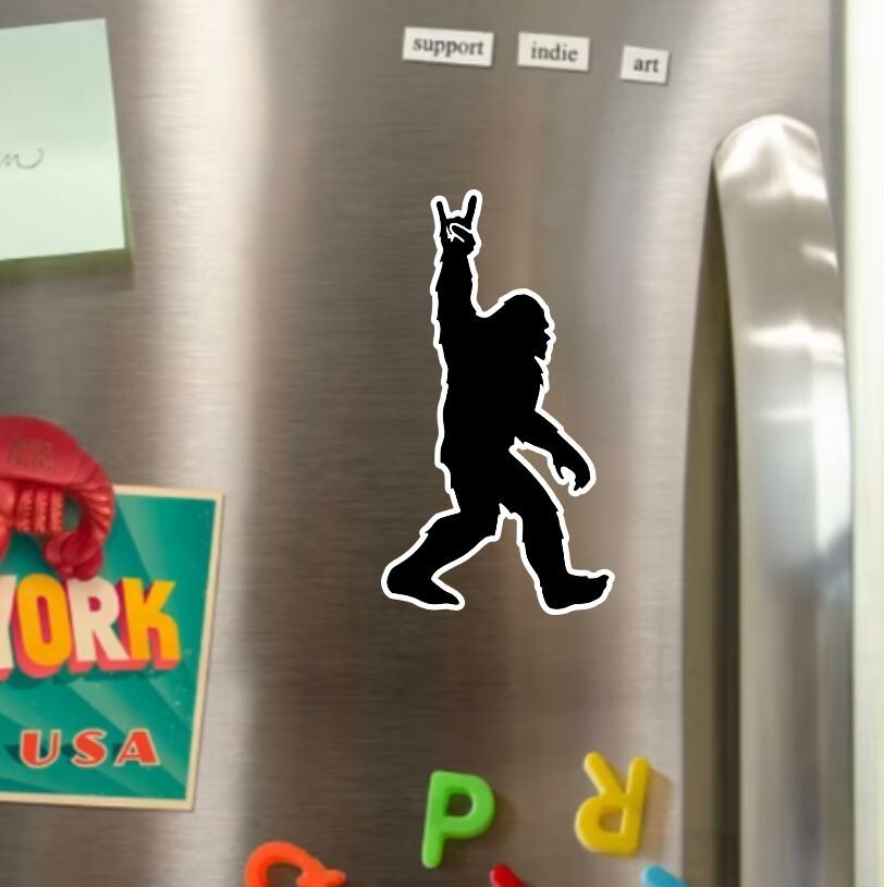 Bigfoot Peace Sign Die Cut Glossy Fridge Magnet