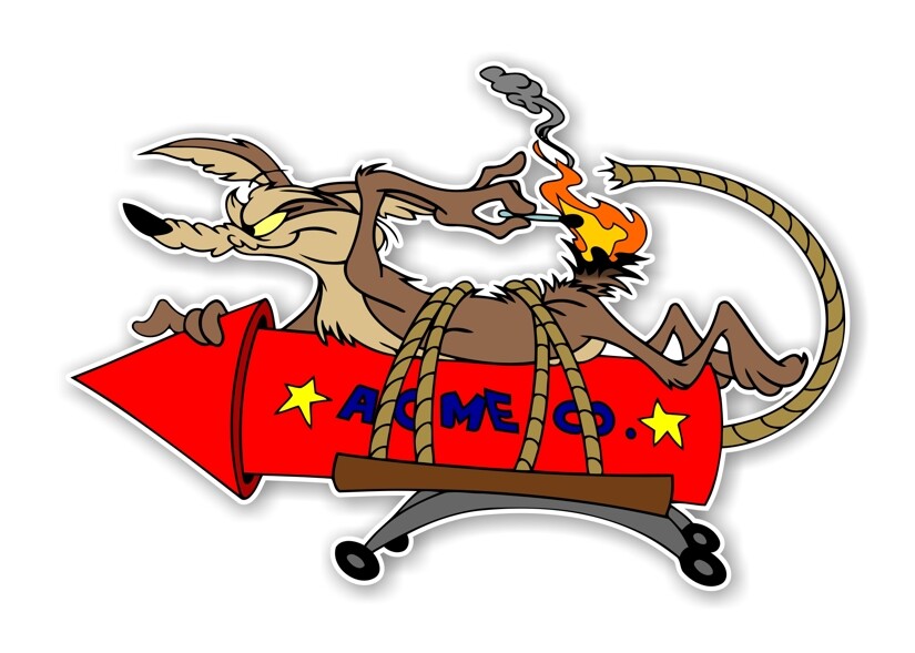 Wile E Coyote ACME Rocket Decal / Sticker Die cut