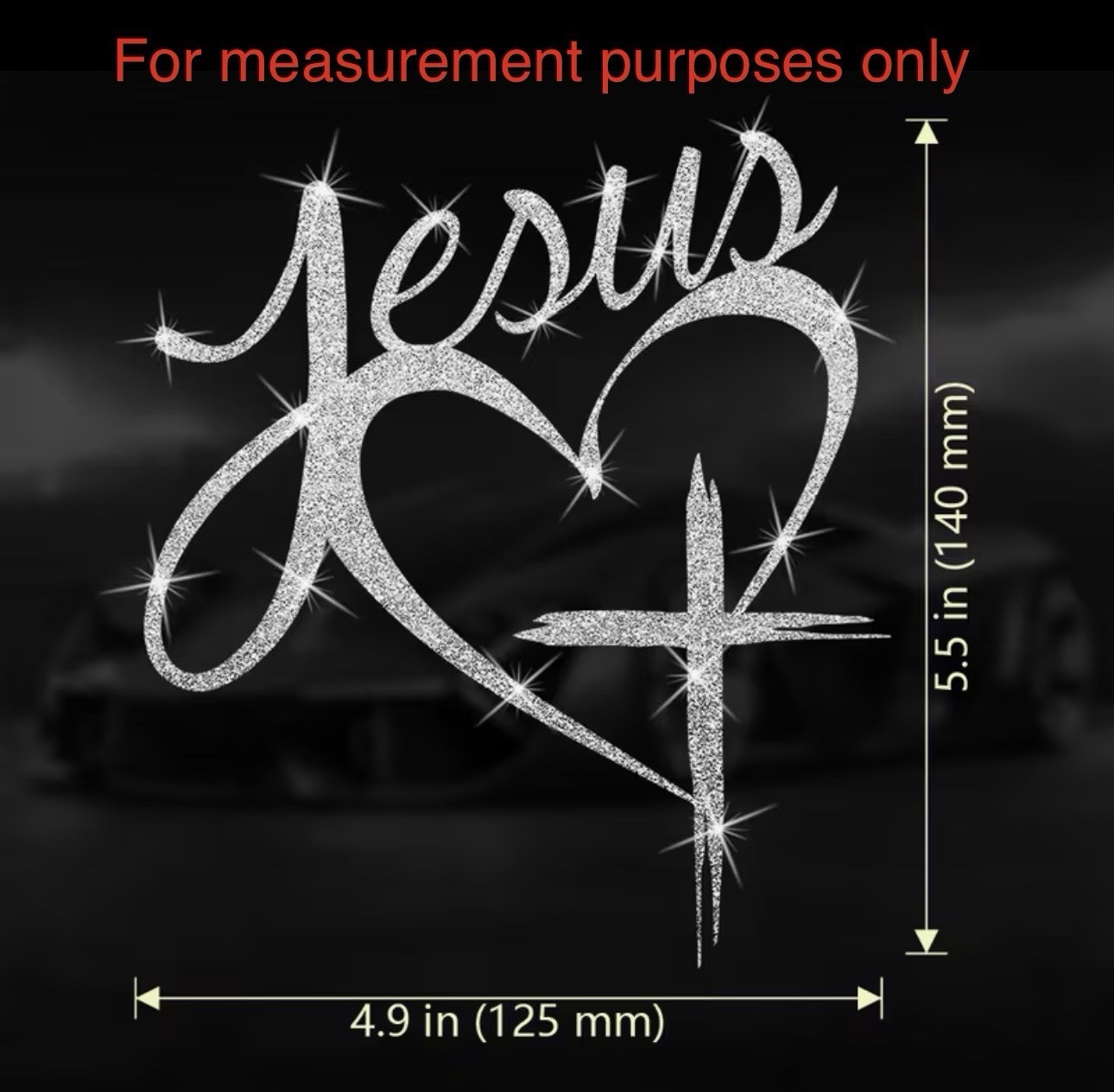 RAINBOW METALLIC GLITTER CROSS HEART 5.5” Jesus Vinyl Sticker Decal Christian