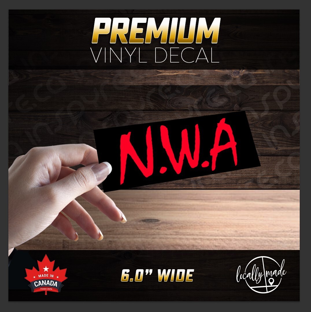 NWA Premium Glossy Black/Red Vinyl Decal Sticker 6.0×2.4" | Old School Rap N.W.A