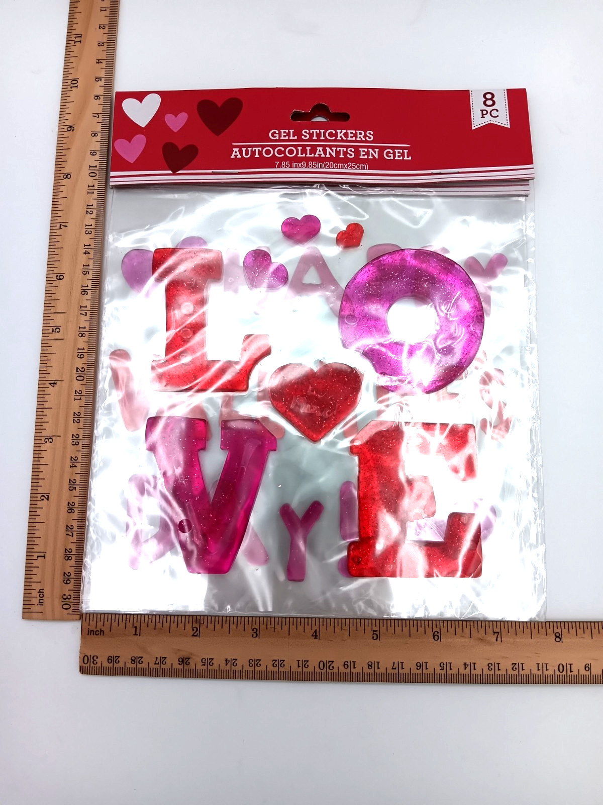 NEW Valentines Day Love Hearts Glittery Sparkle Window Gel Clings Decor 31 pc.