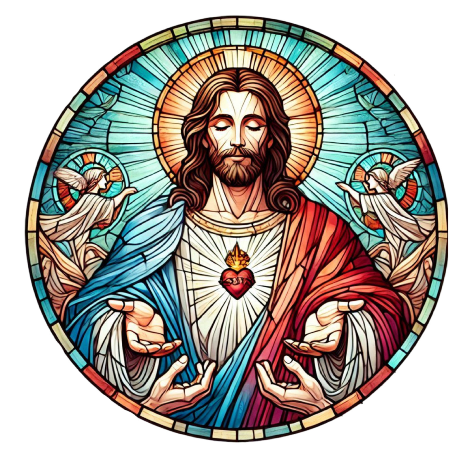 Stained Glass Jesus Wall Decal Sticker 18X18cm Large