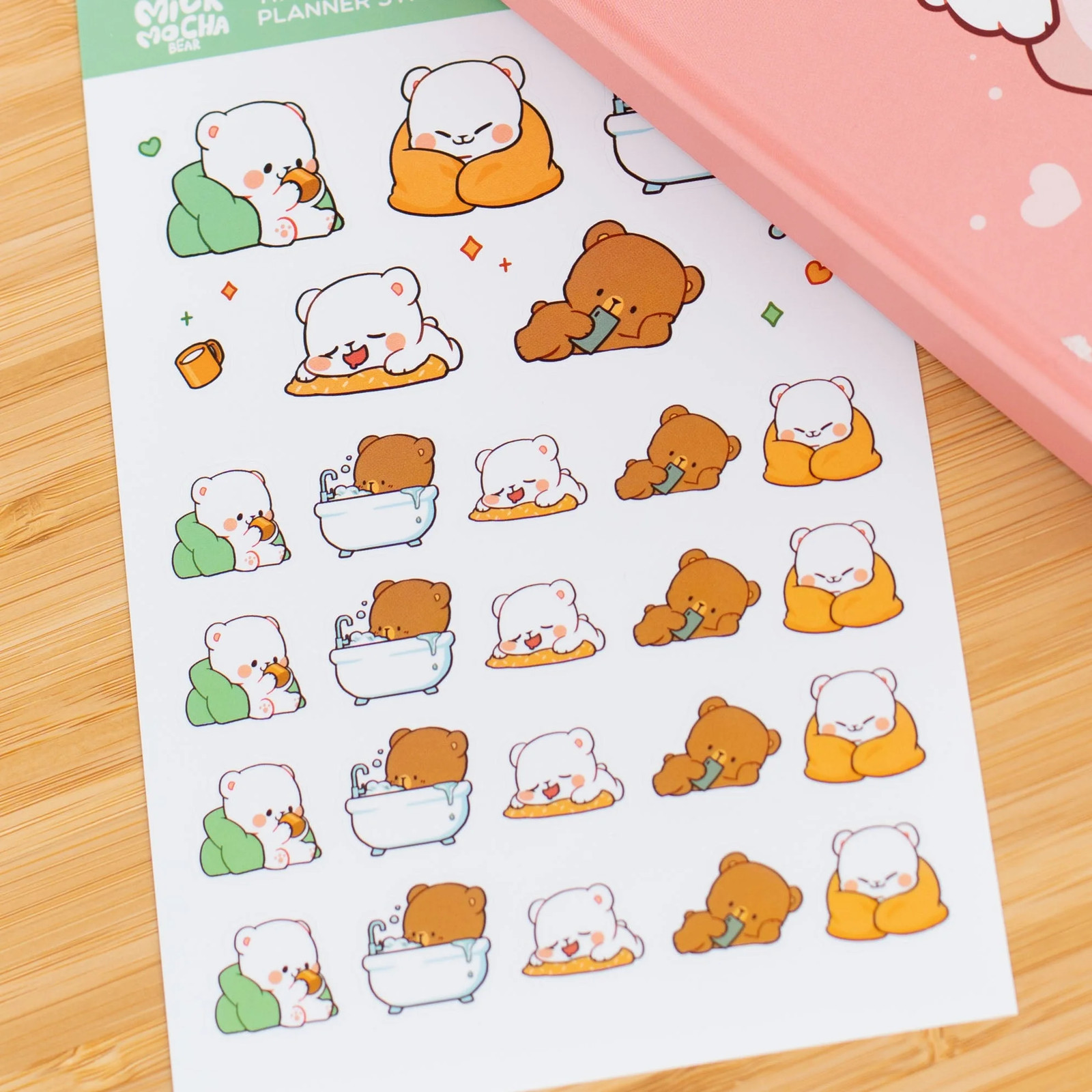 Milk Mocha Bear: Time to Relax Planner Sticker Sheets NEW