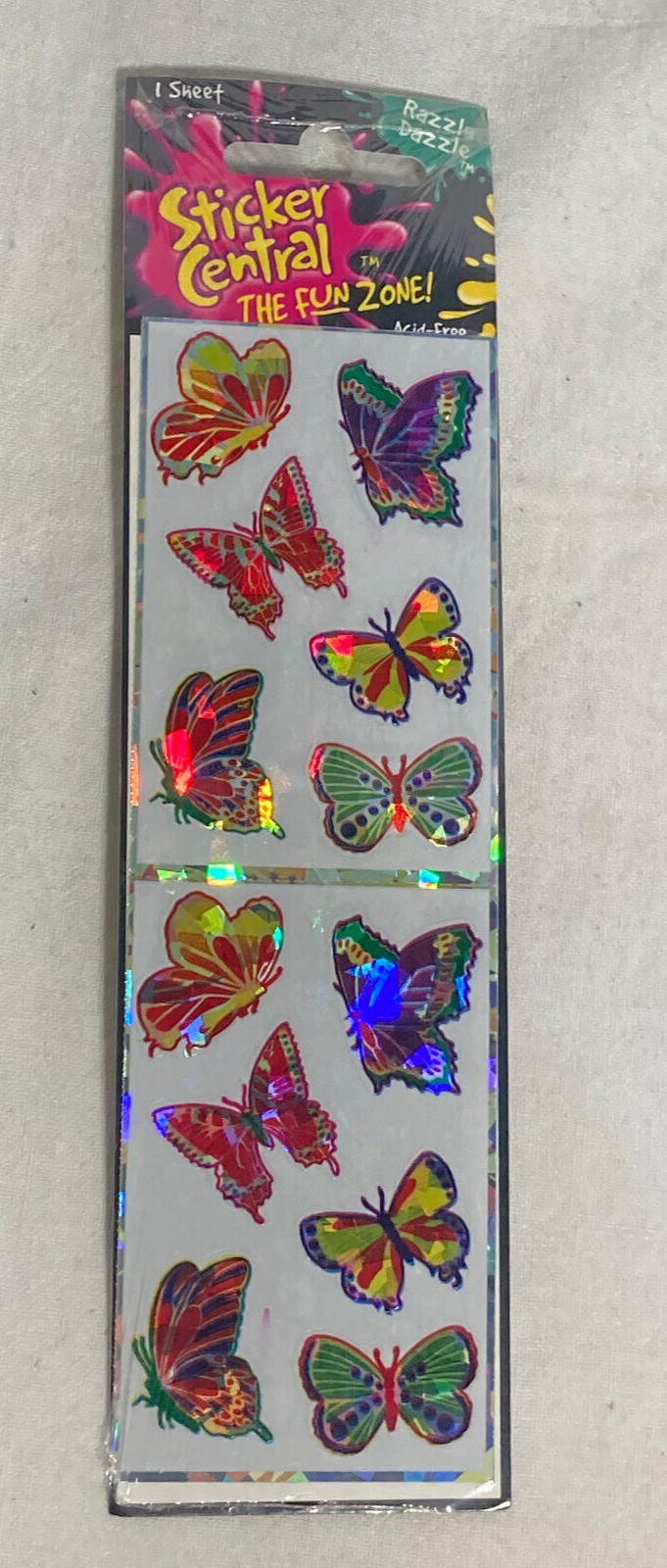 Vntg Sticker Central Butterfly Adhesive Craft Stickers 1" H. 1997 1 Sheet USA