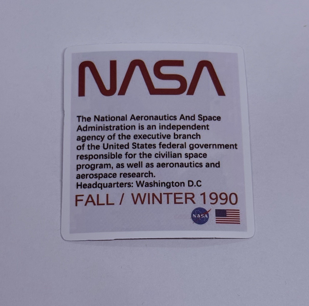NASA Fall / Winter 1990 Sticker Vinyl Decal Moon Space Art Novelty Decor Tc9