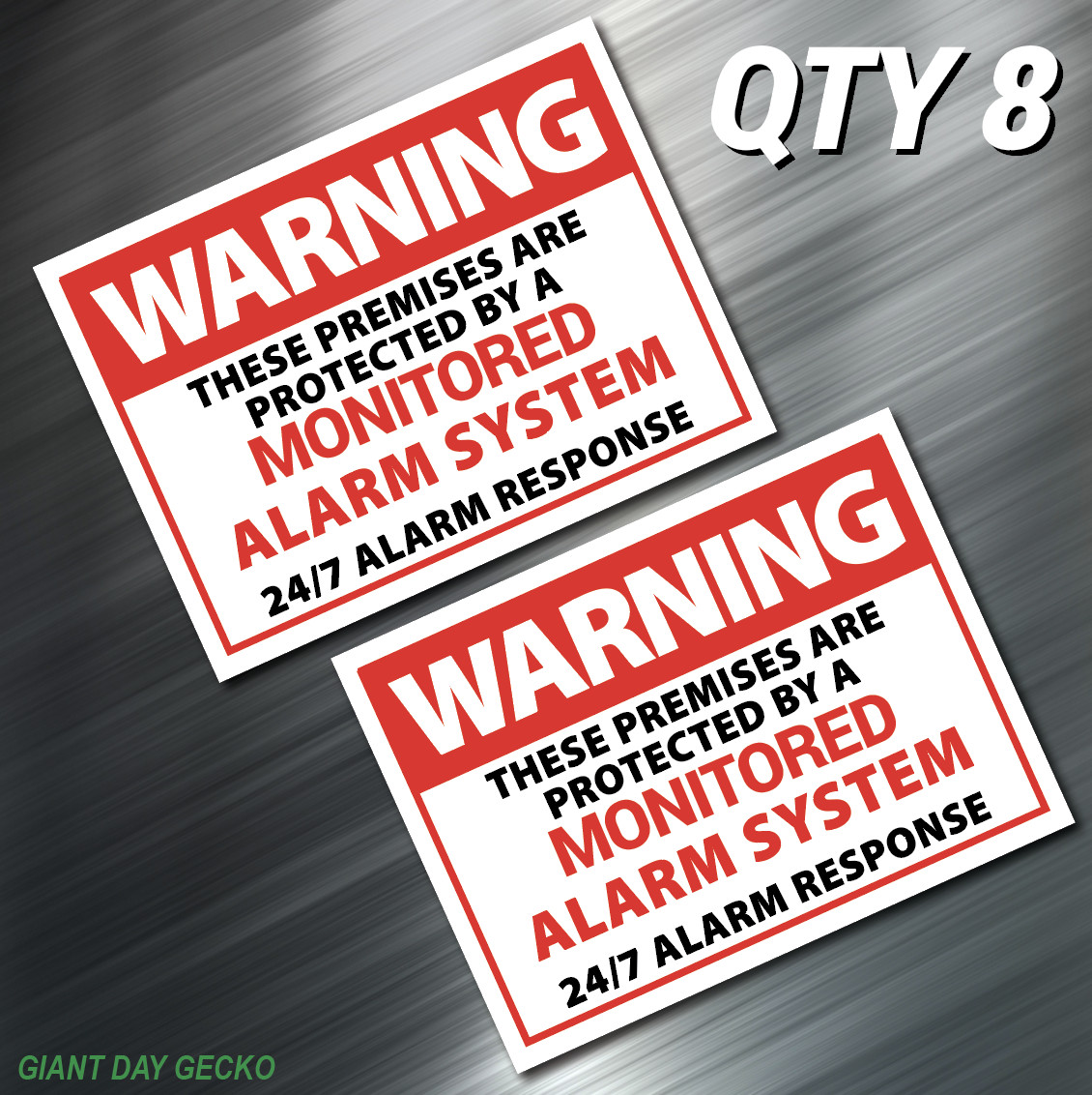 (8) EIGHT WARNING Premises Monitored Decal Stickers Car WARNING Mechanic New