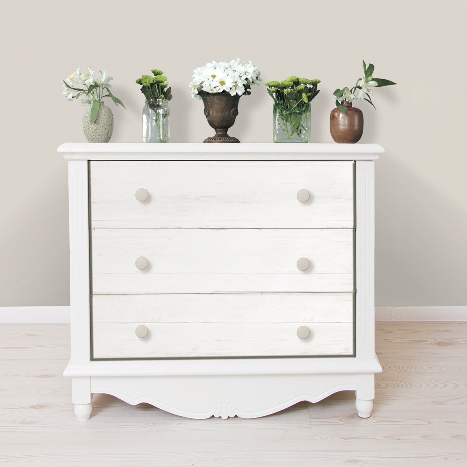 NuWallpaper NU3129 Reclaimed Shiplap Peel Stick Wallpaper, White & Off-White
