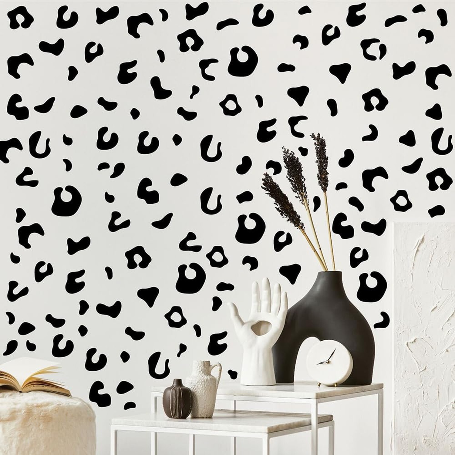 360 Pcs Self-Adhesive Black Leopard Print Wall Stickers – 10 Sheets Removable…