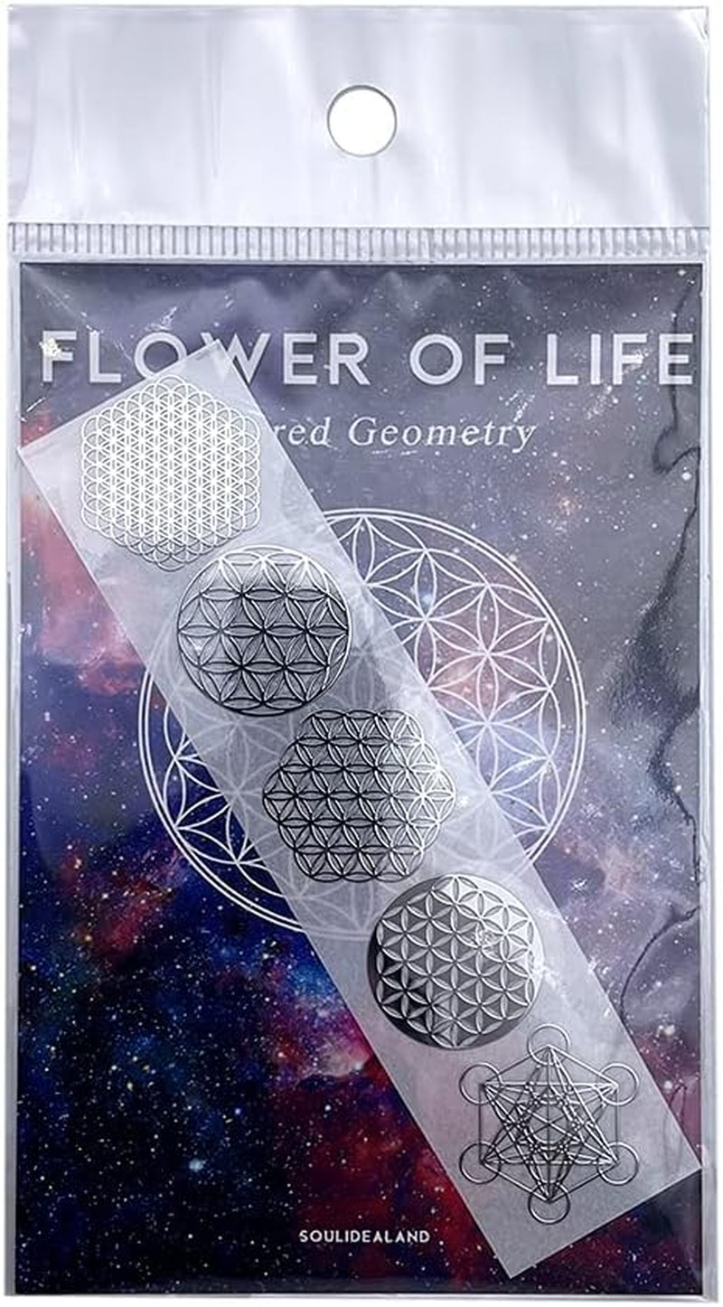 Flower of Life Gold and Chrome Silver Small Metal Sticker for Mobile Phone DIY (