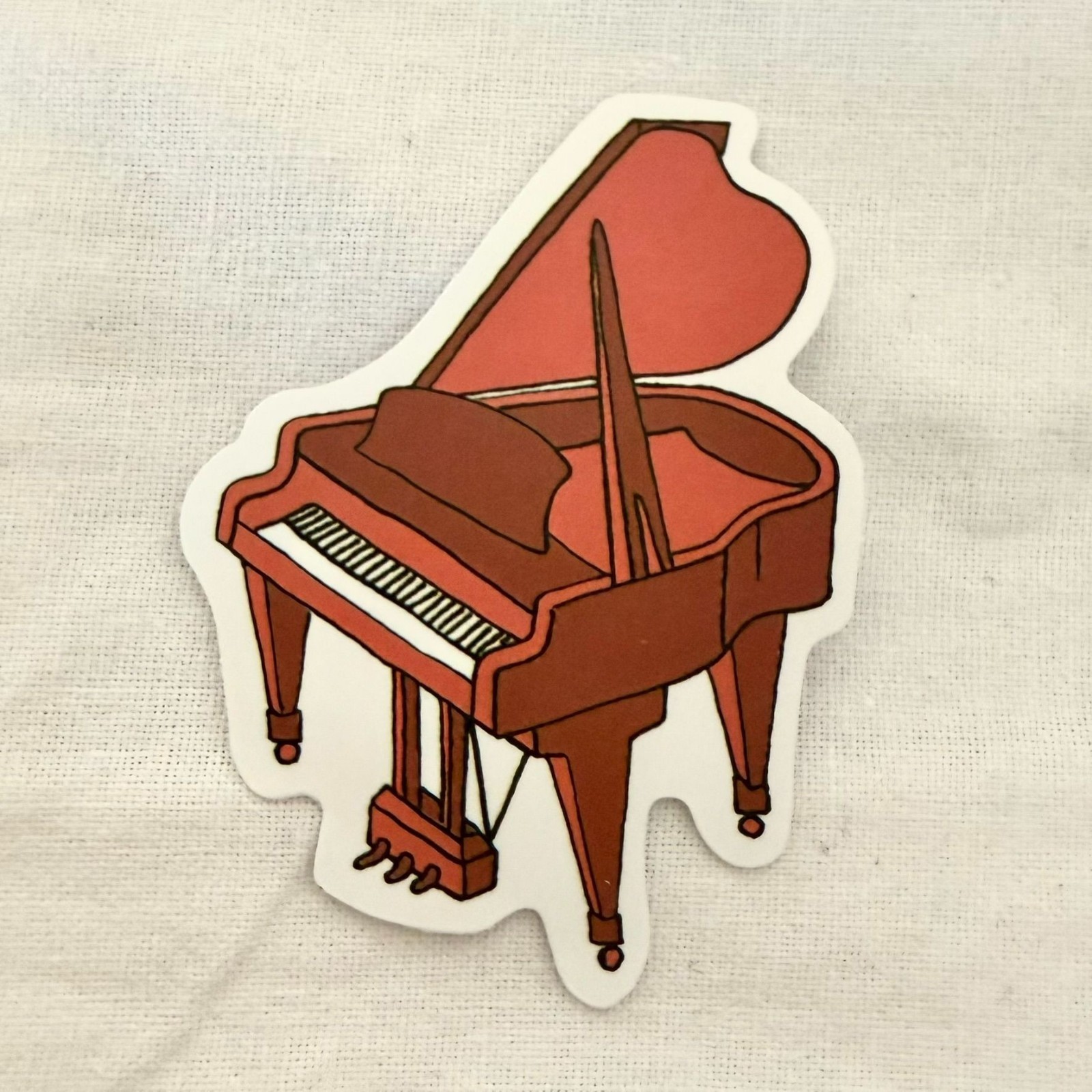 Red Grand Piano Vinyl Sticker 1.75×2.25 in Vintage Style Piano Decal No71