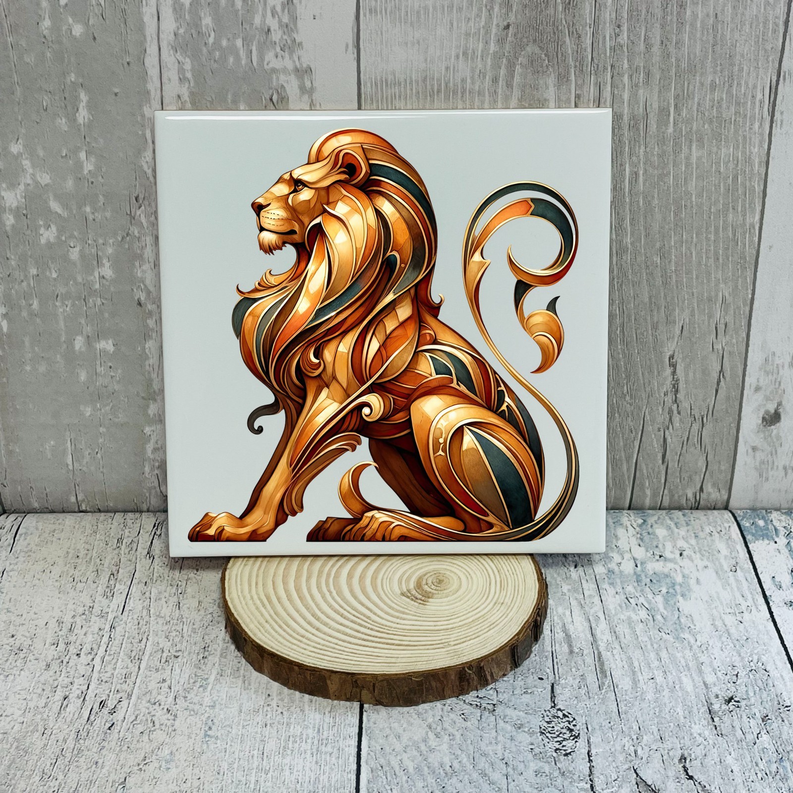 Art Deco Lion UV DTF Transparent Sticker / Decal