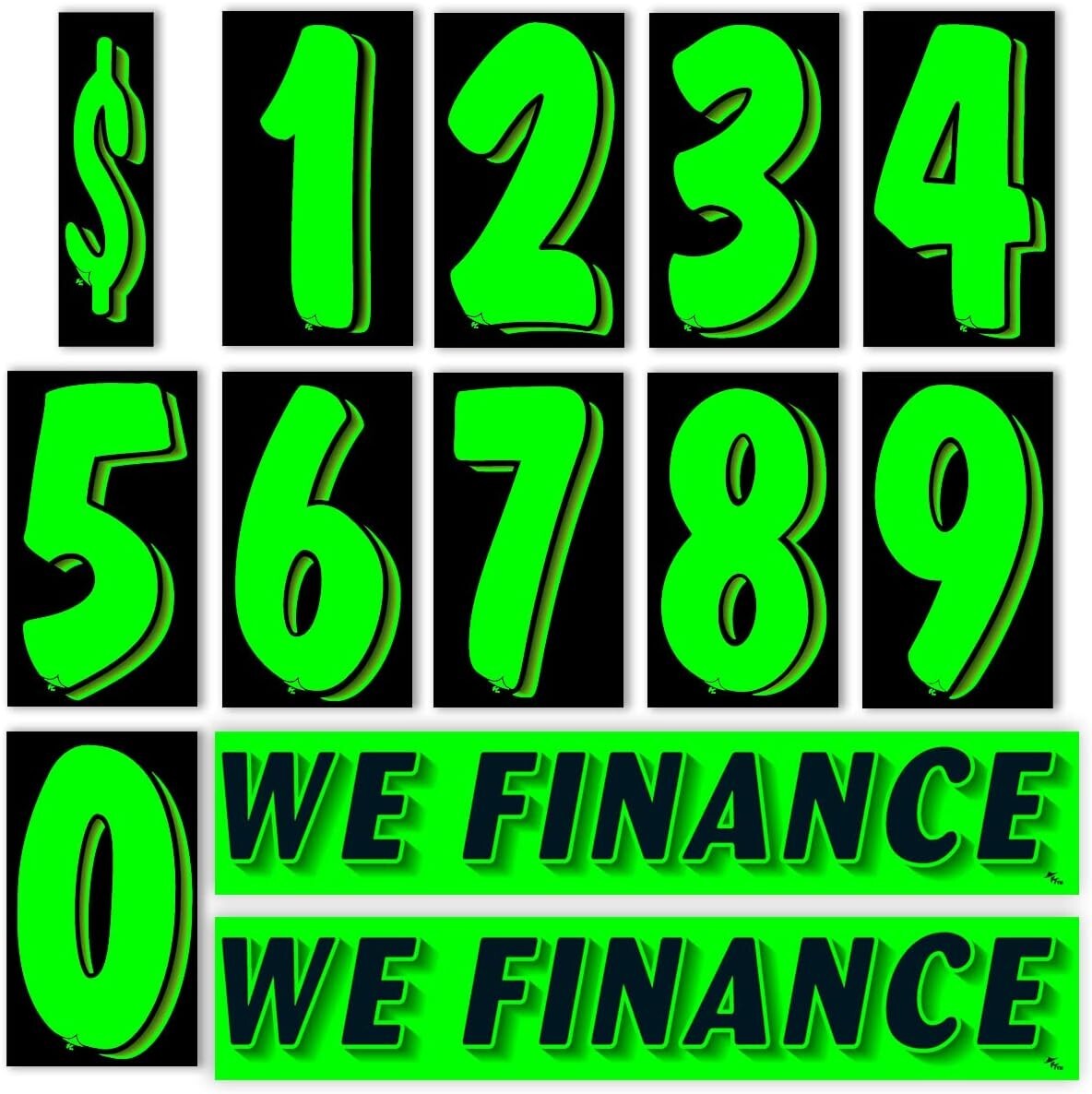 Vinyl Number and We Finance Slogans Decals Car Lot Windshield Pricing Stickers