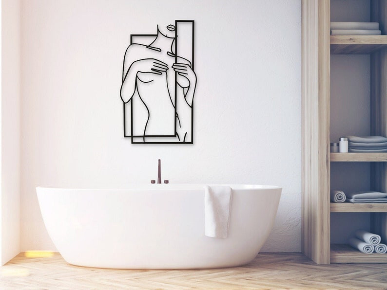 Line Woman Acrylic Wall Art, Line Wall Decor, Unique Home Decoration, Bathroom