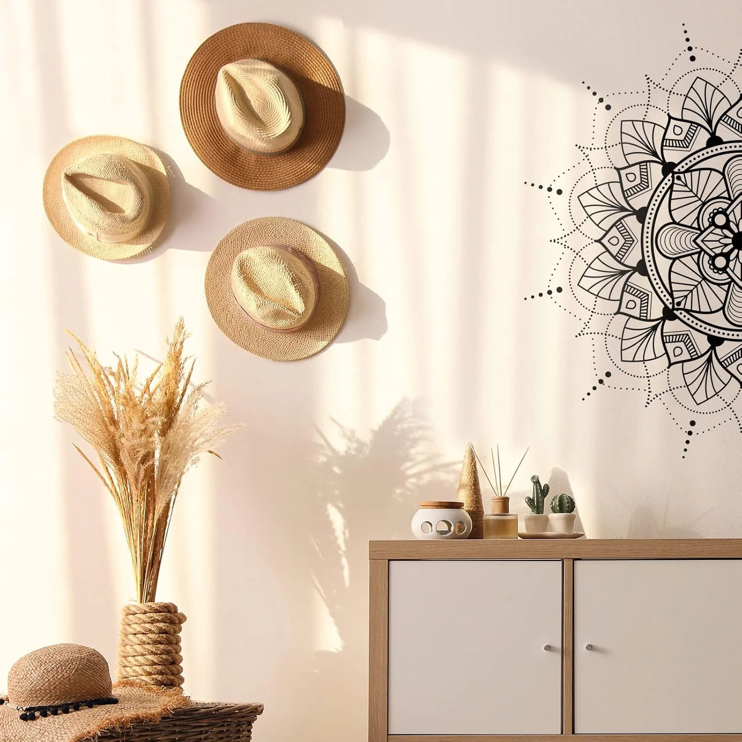 2 Pieces Boho Mandala Wall Stickers 14 x 31 Inch Half Mandala Wall Decal Indian