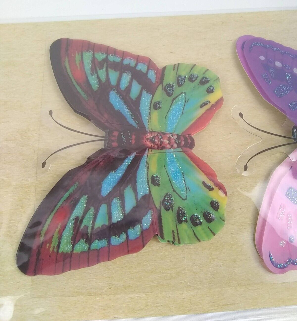 Butterflies Pop-Up Stickers Crafter's Square 4 pc Colorful 3D Butterfly Glitter