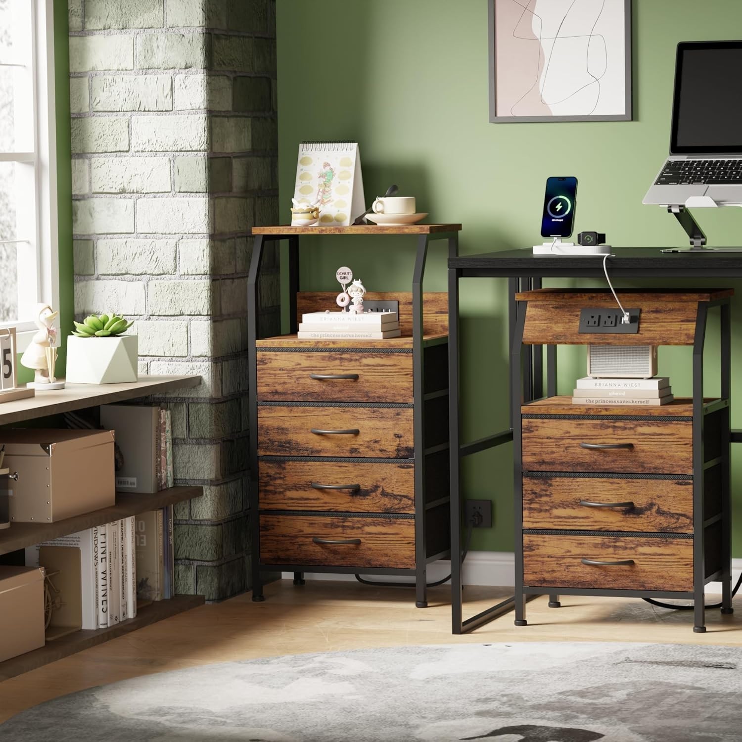 Night Stand with Charging Station, USB Ports and Outlets, 28.3 Inch Tall Beds…