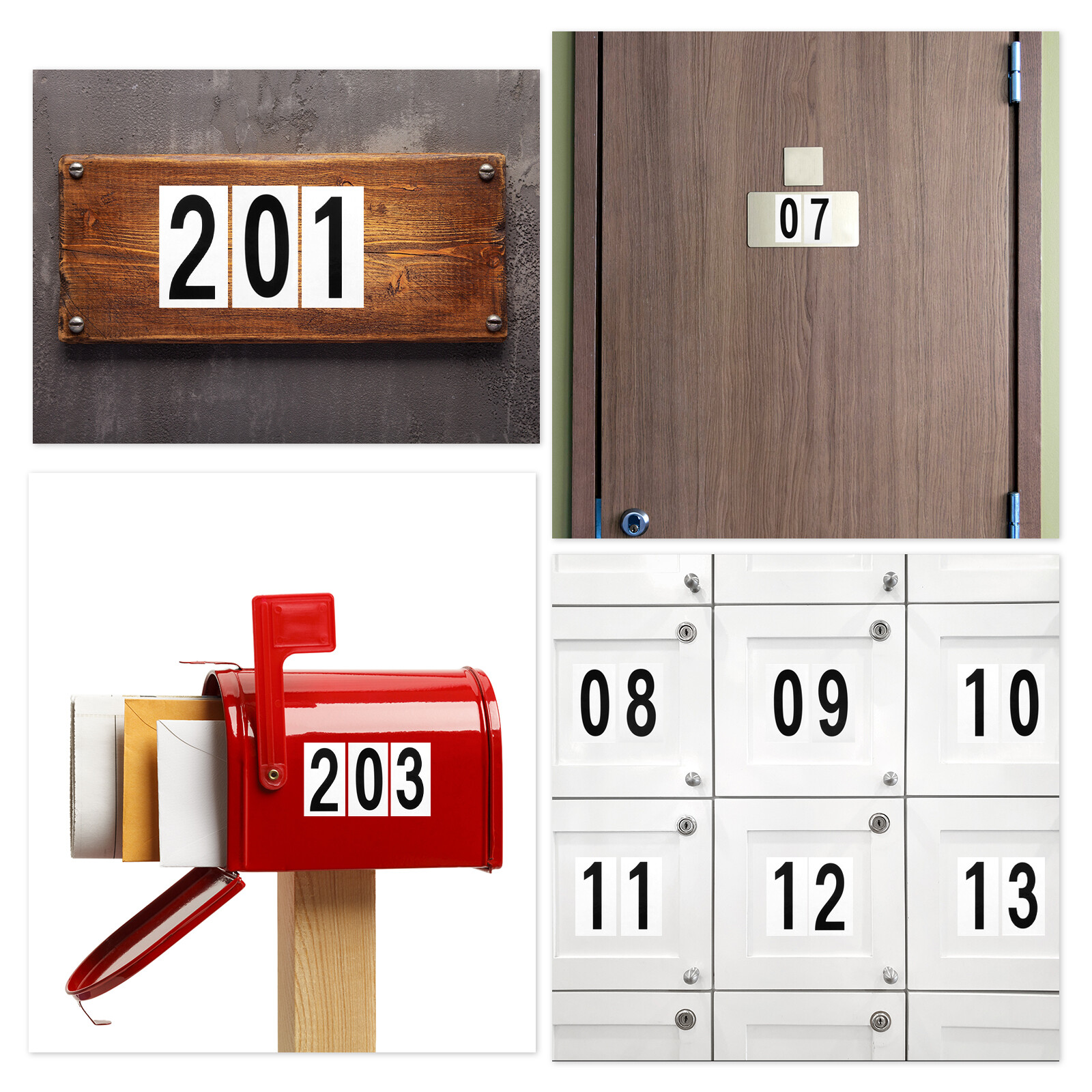 10 Sheets Mailbox Numbers and Letters for Indoor/Outdoor Decals White in Black