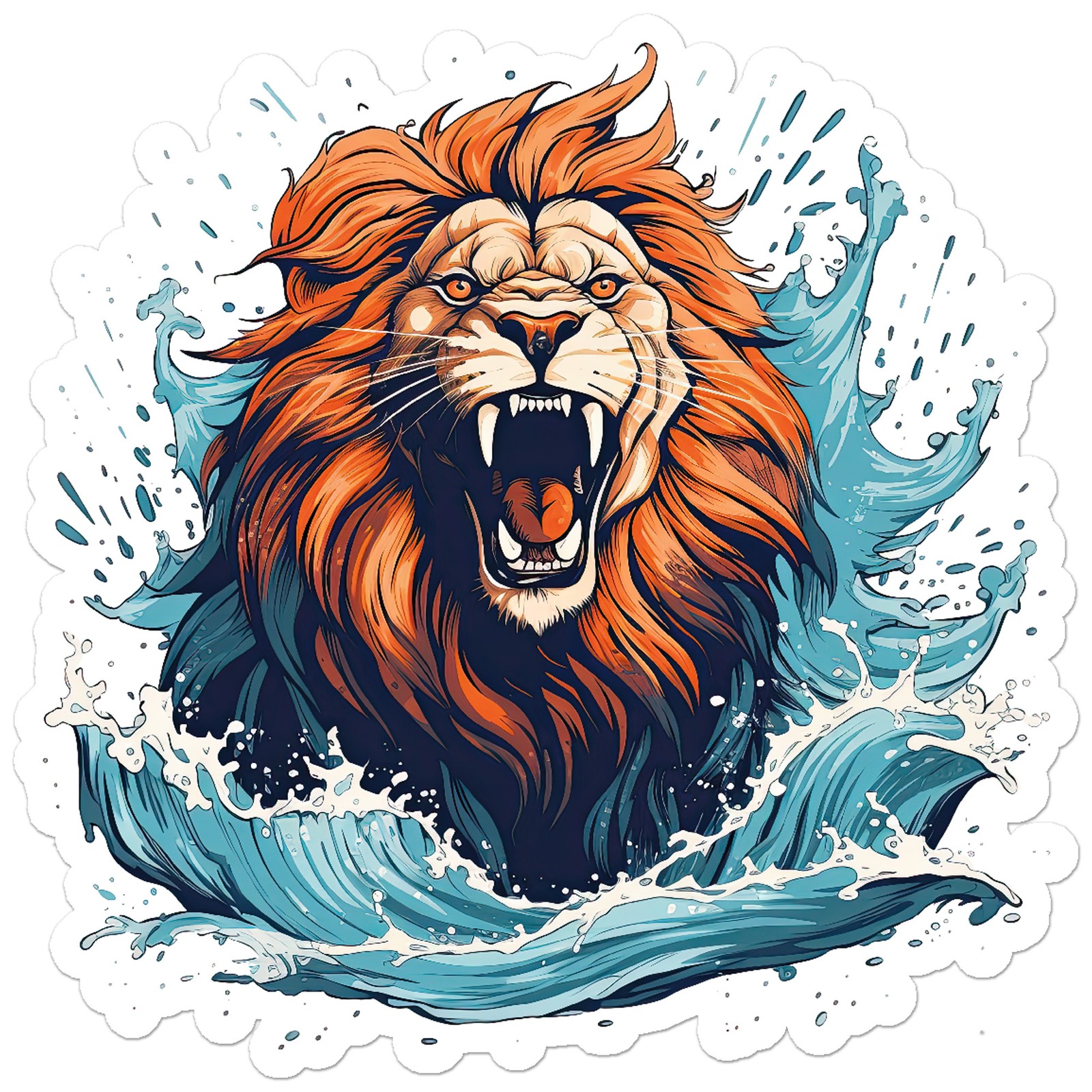 Lion Head Wave – Vinyl Decal Sticker – Car Window Laptop – ebn9508