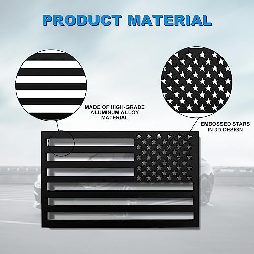 2 Pack Embossed 3D All Black American Flag Emblem Decal Stickers, Hollow Out