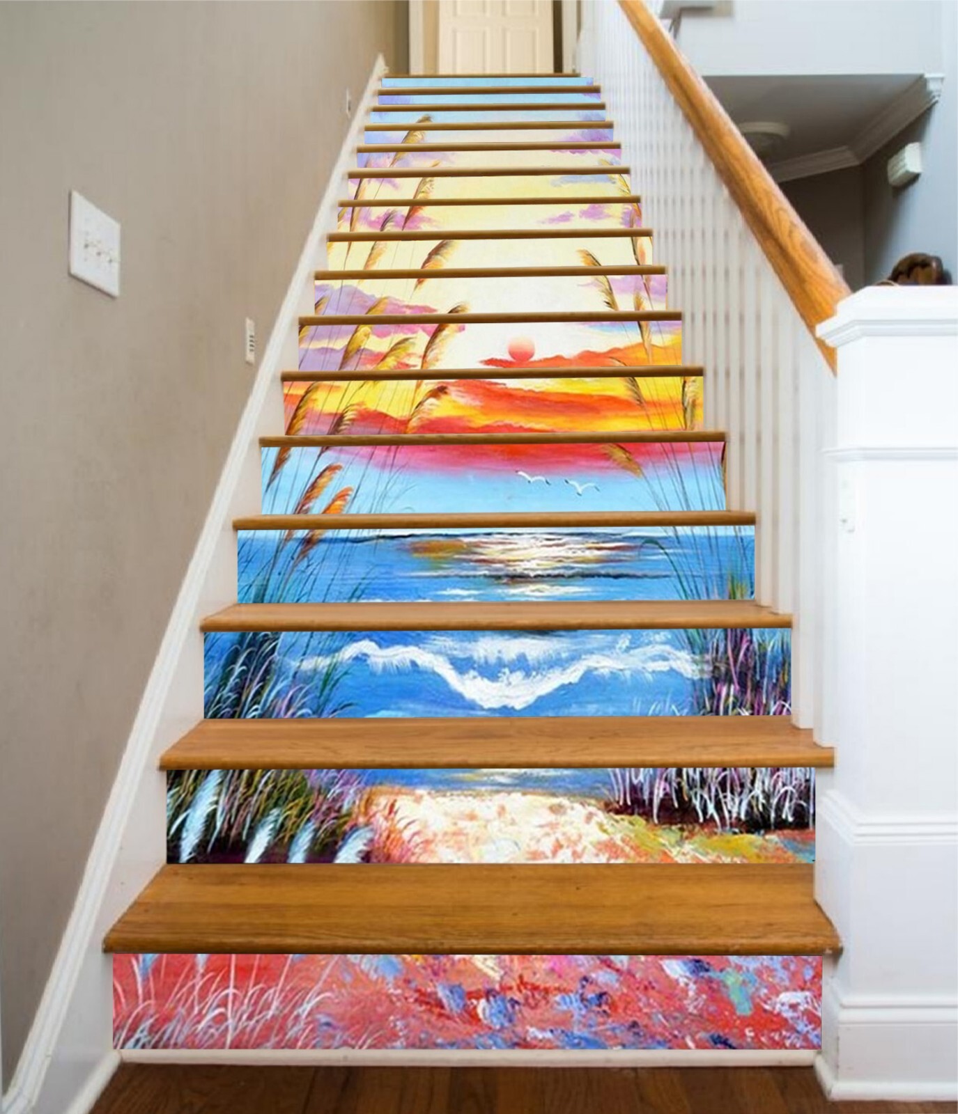 3D Oil Painting Reed AZ949 Stair Risers Decoration Mural Vinyl Wallpaper Kay