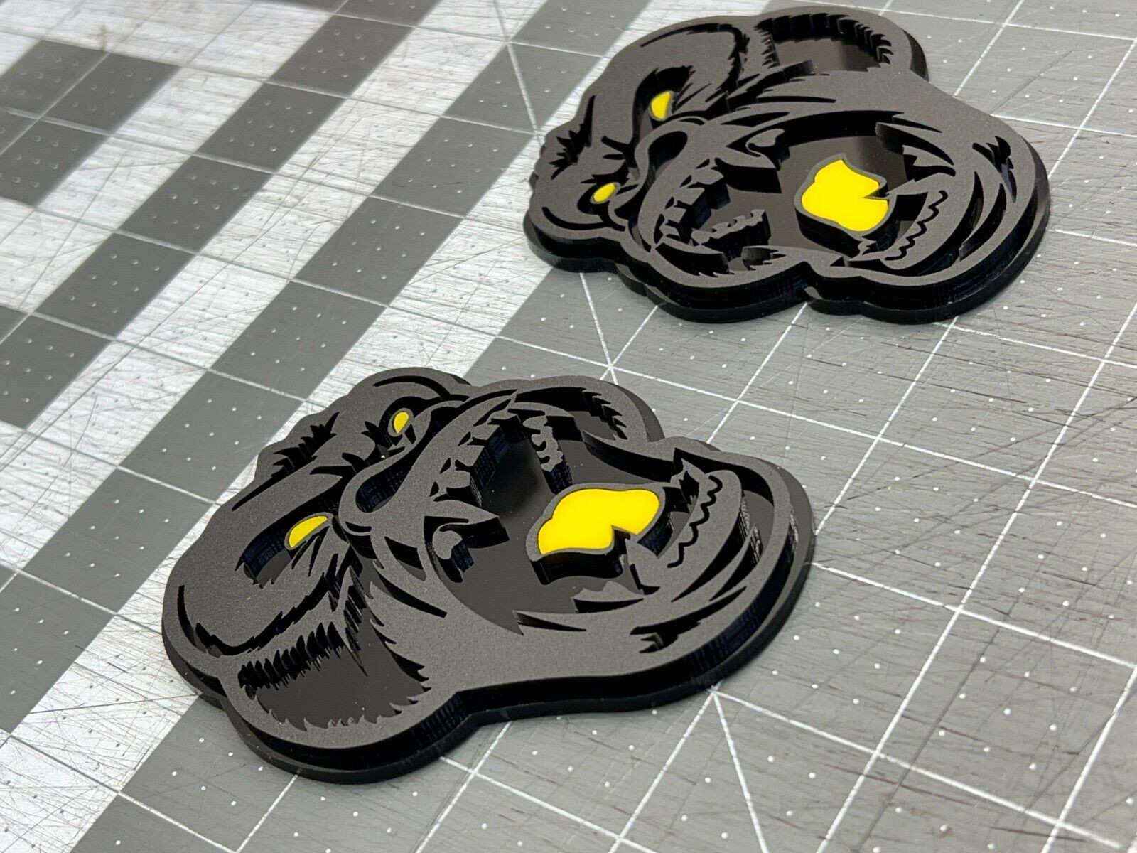 Angry Gorilla Yellow Eye Car Truck Emblem Badge Matte Black/Black Custom PK of 2