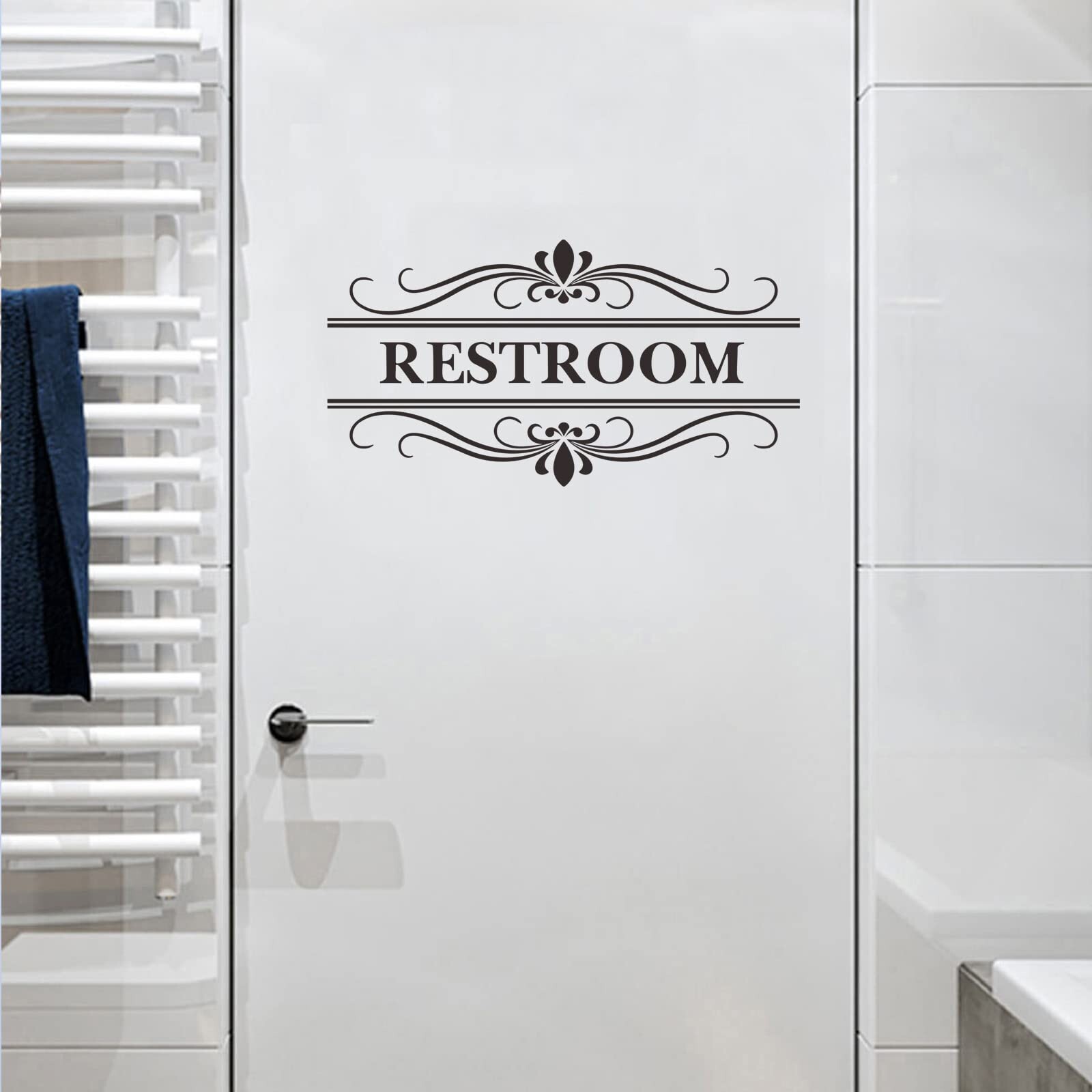 Restroom Sign Wall Decal Vinyl Stickers, Removable Cute Art Design DIY Sticke…