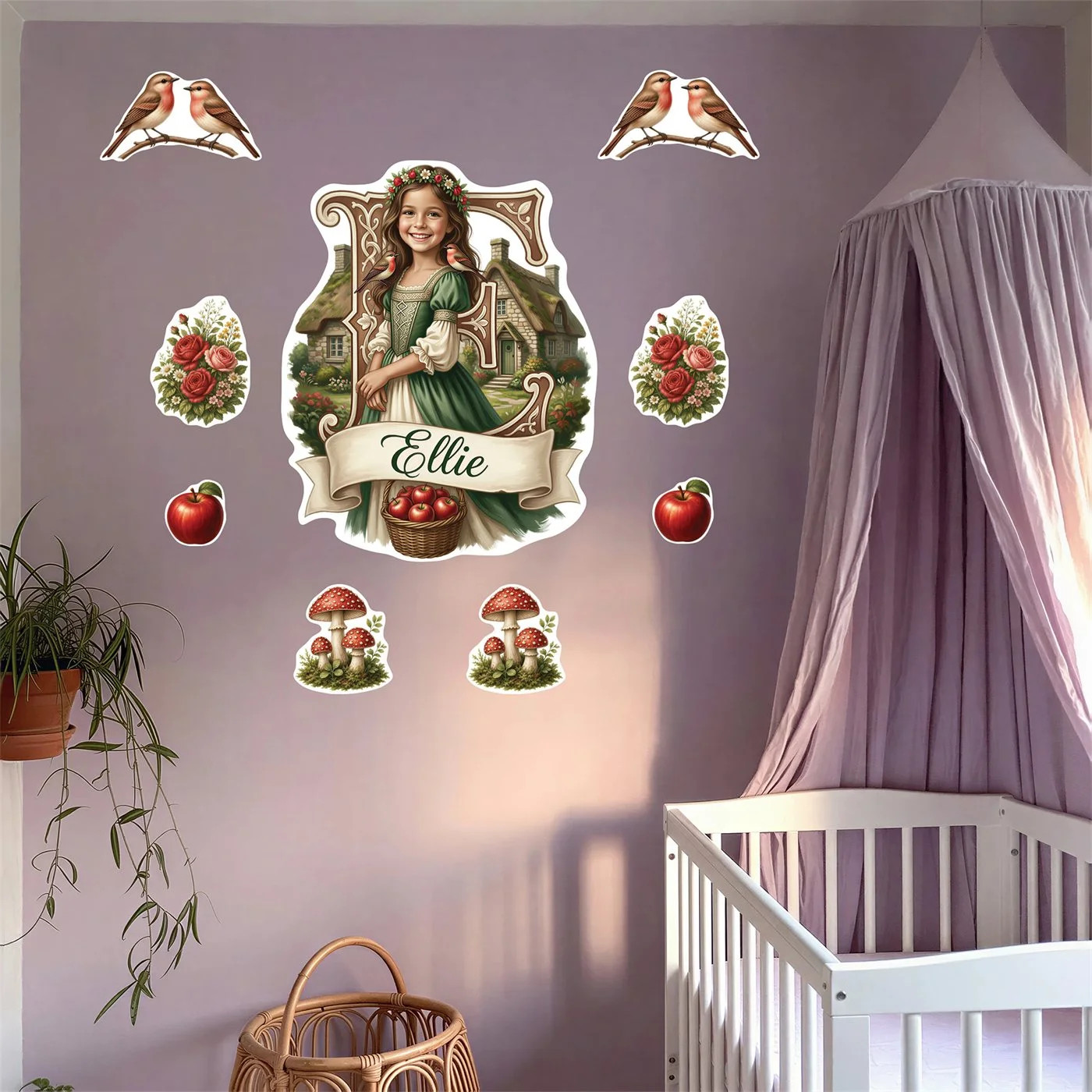 Personalized Princess Wall Decal Set Custom Girl Photo Name 10 Pc Sunset Oasis
