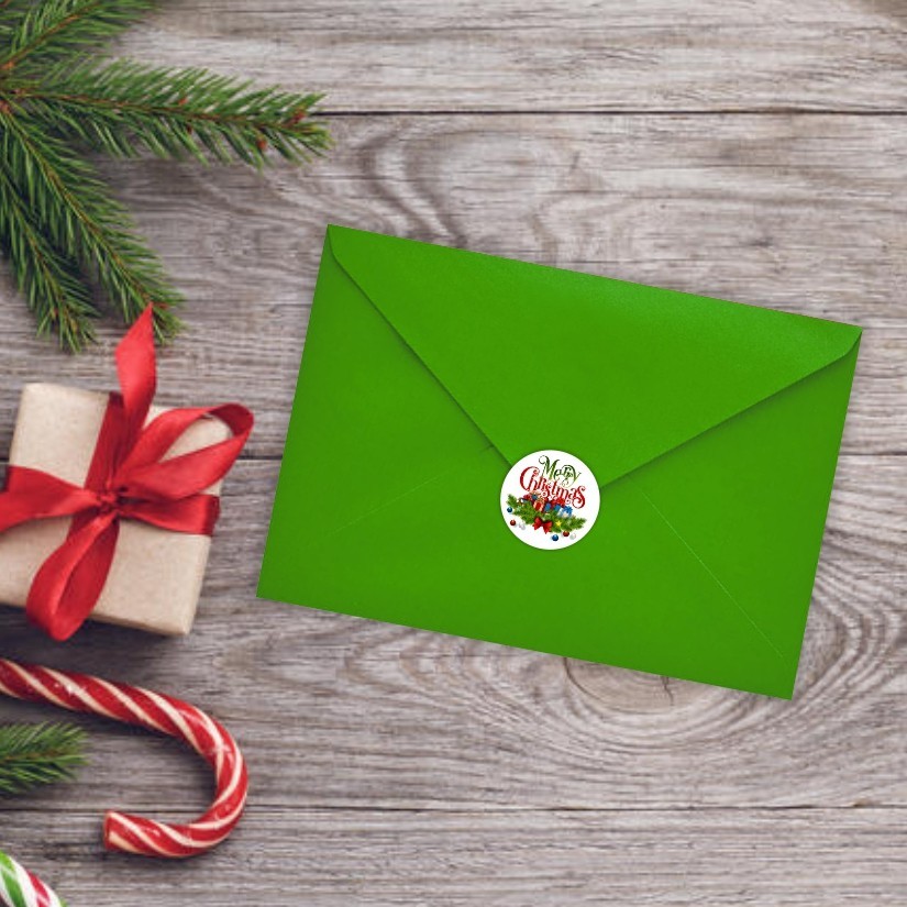 Merry Christmas Round Dot Stickers Set, 1.2" & 1.5"