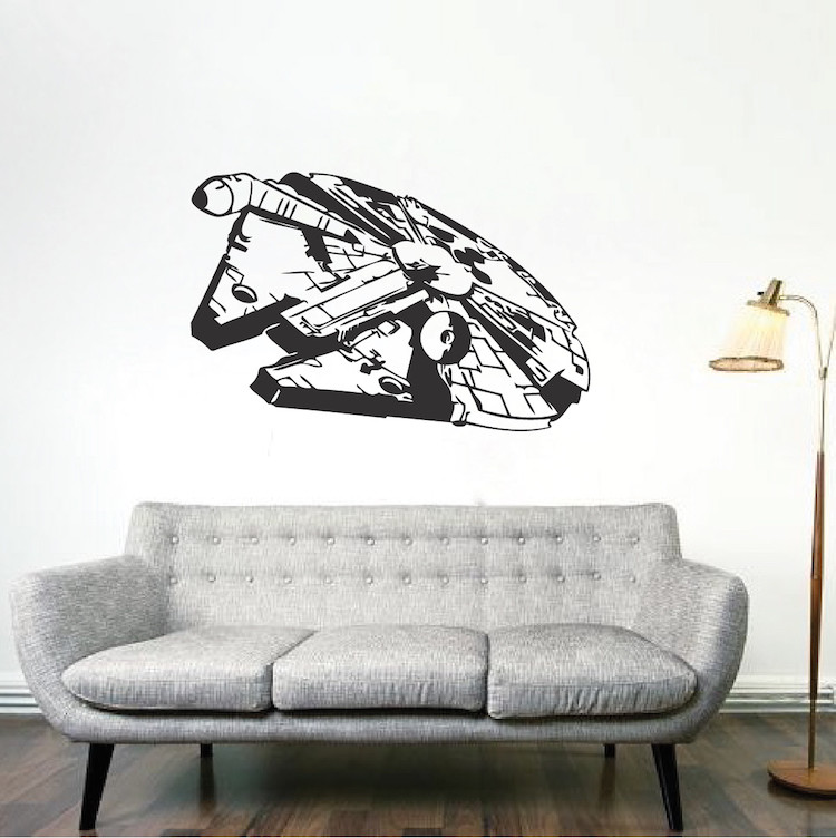 Millennium Falcon Wall Decal Star Wars Wallpaper Vinyl The Last Jedi Design, g95