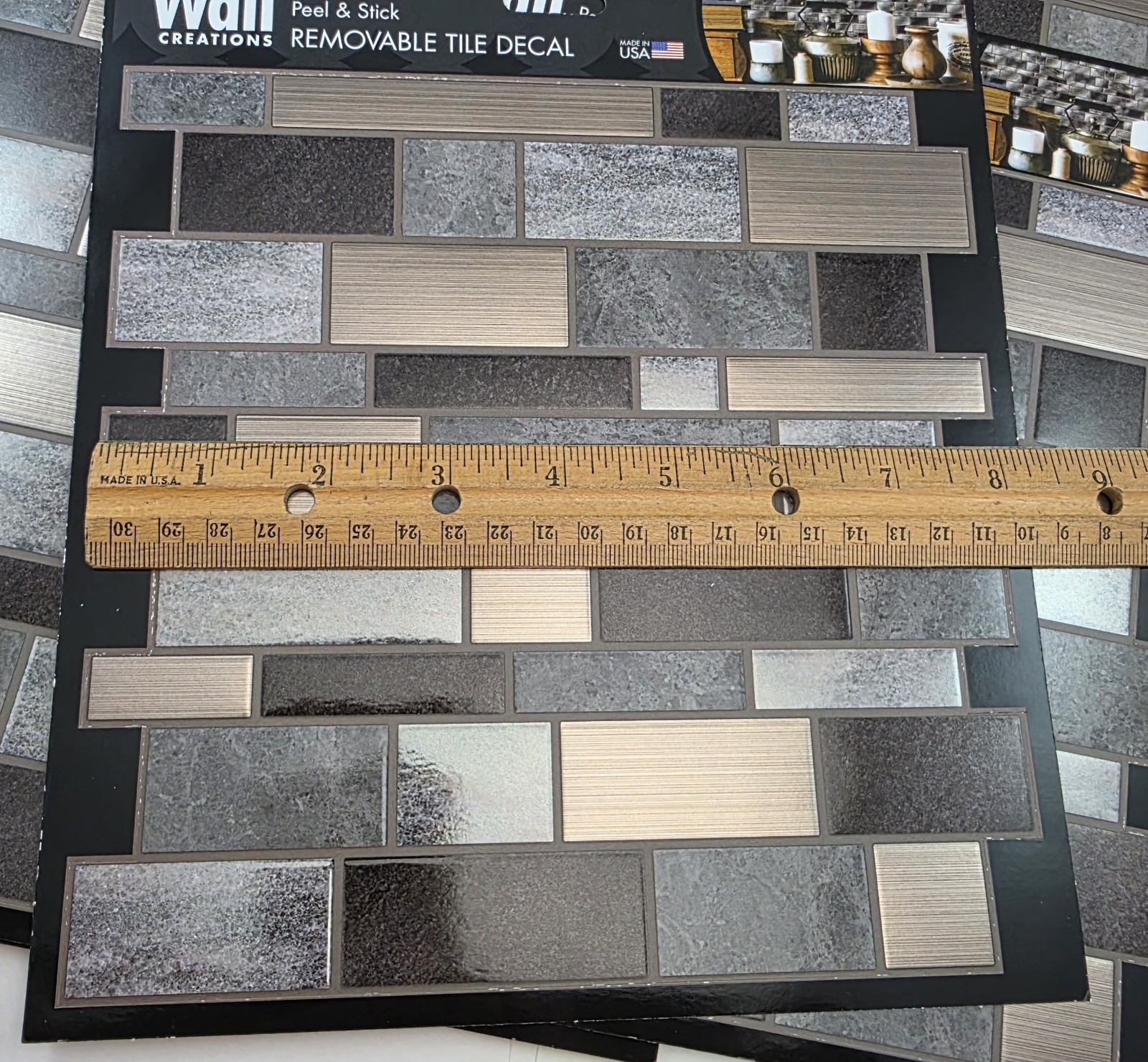 Main St Wall Creations Earth & Metal Mosaic -18- Peel & Stick Tile Decal Panels