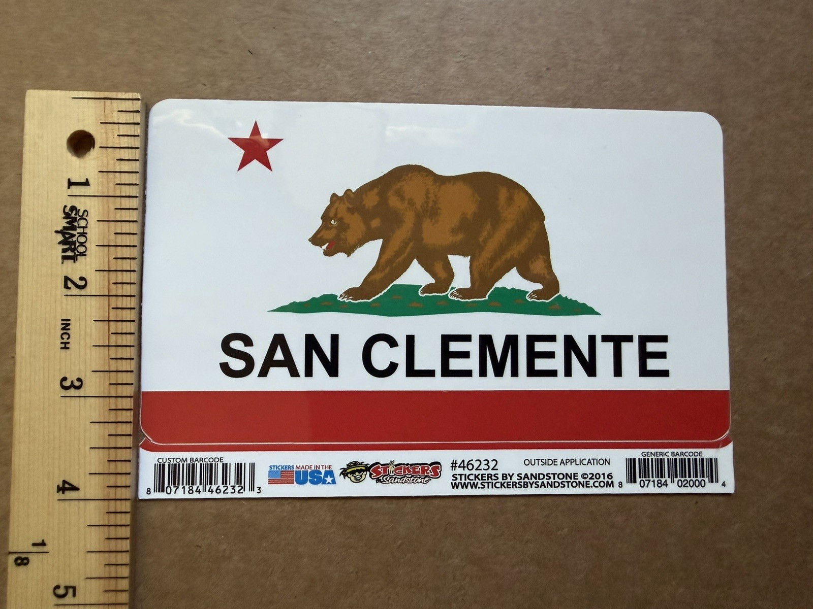 San Clemente California Bear Flag Vinyl Sticker Decal 4×6 Stickers By Sandstone