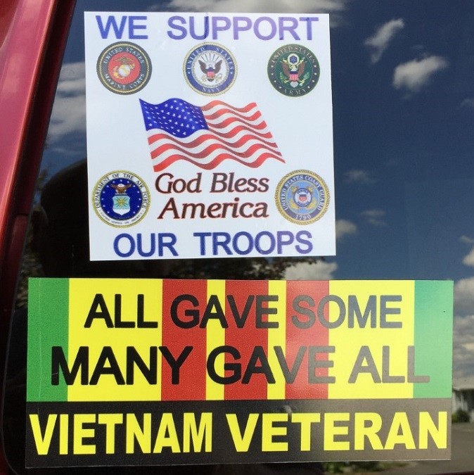 Military Branch support all. 4"X 4" vinyl. NEW. $4.65 Ships FREE