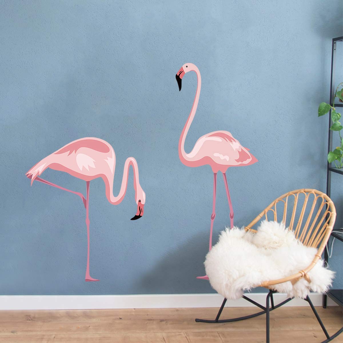 Pink Flamingo Wall Stickers Peel and Stick Wall Decals for Bedroom Living Roo…