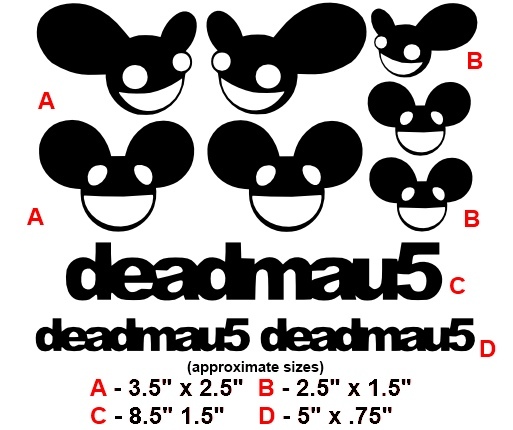 (10) Deadmau5 inspired VINYL STICKER CAR DECALS poster skrillex dubstep fan made