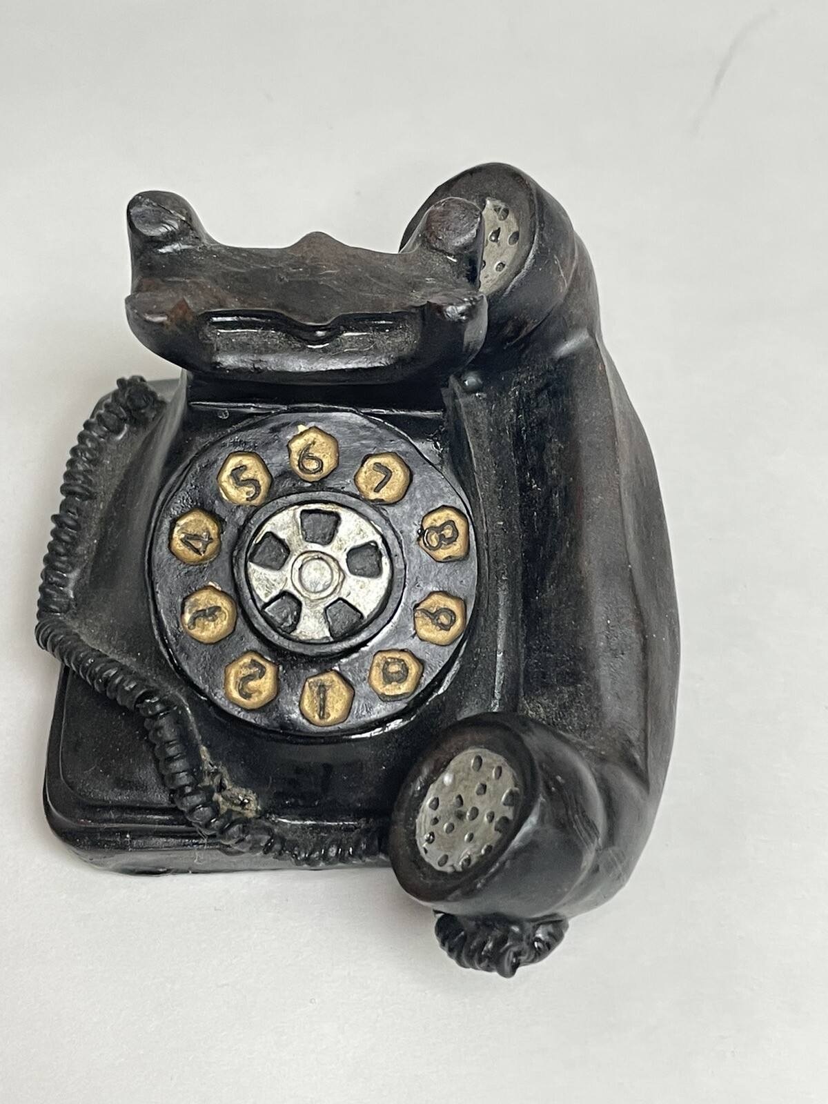 Old Fashion Antique Style Rotary Ceramic Telephone Home Decor Black & Gold