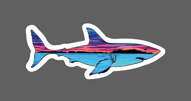 Shark Sticker Sunset Ocean Waterproof – Buy Any 4 For $1.75 Each Storewide!