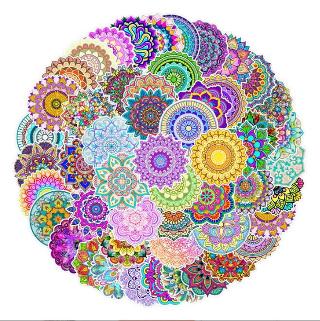 50 Pcs Stickers Mandala Boho Symbol Flowers Luggage Skateboard Laptop Car Vinyl
