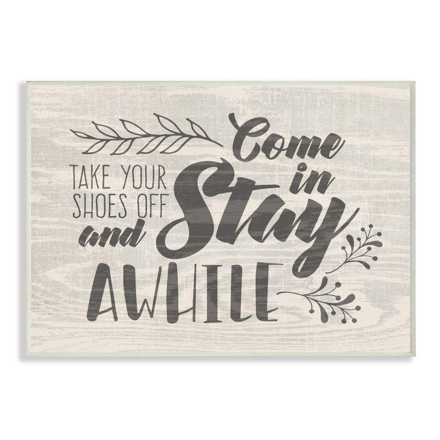 Stupell Industries Wall Plaque Come In Stay Awhile Take Your Shoes Off, Multi…