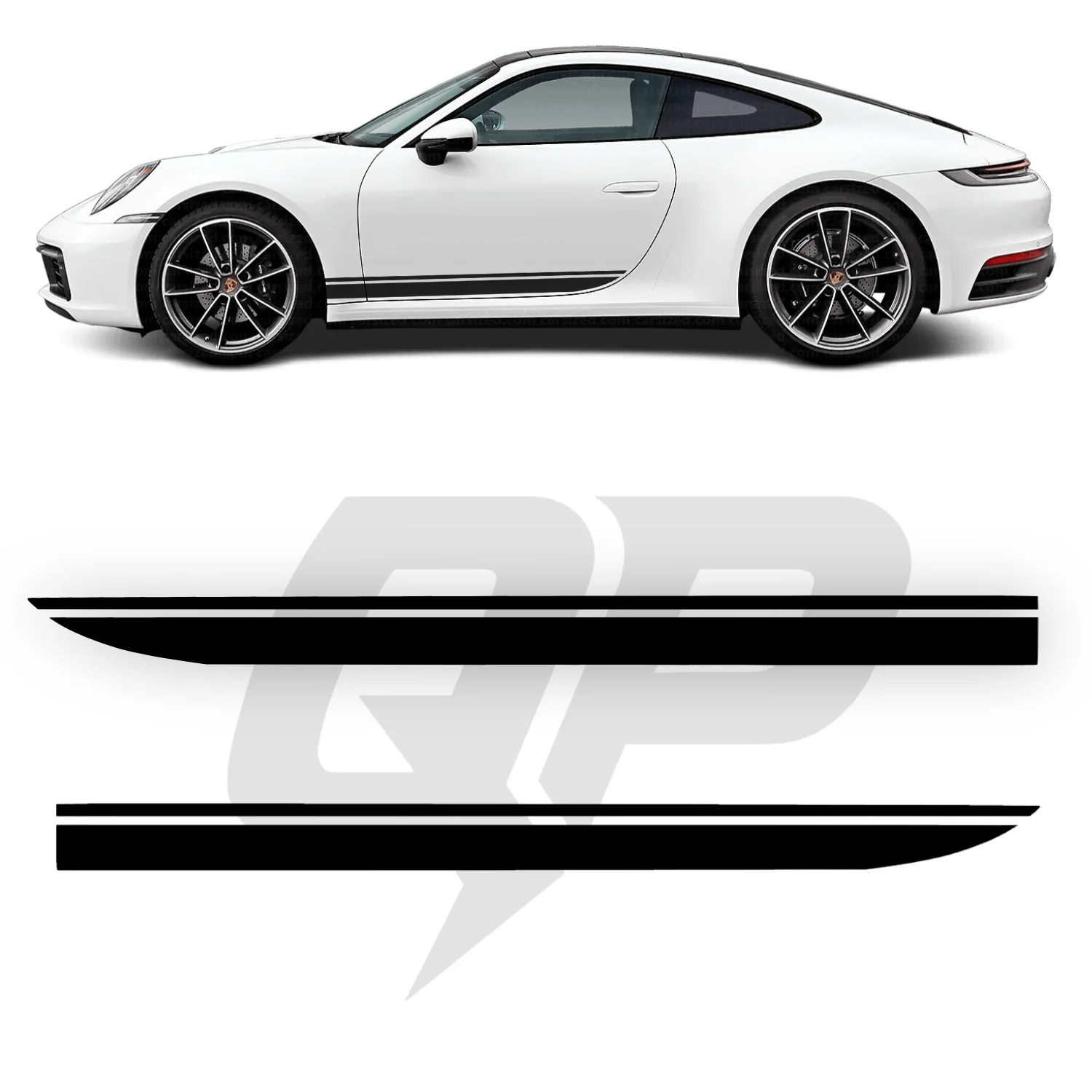 Compatible With Porsche 911 Hockey Style Side Stripe Decals – Tapered Rocker Pan