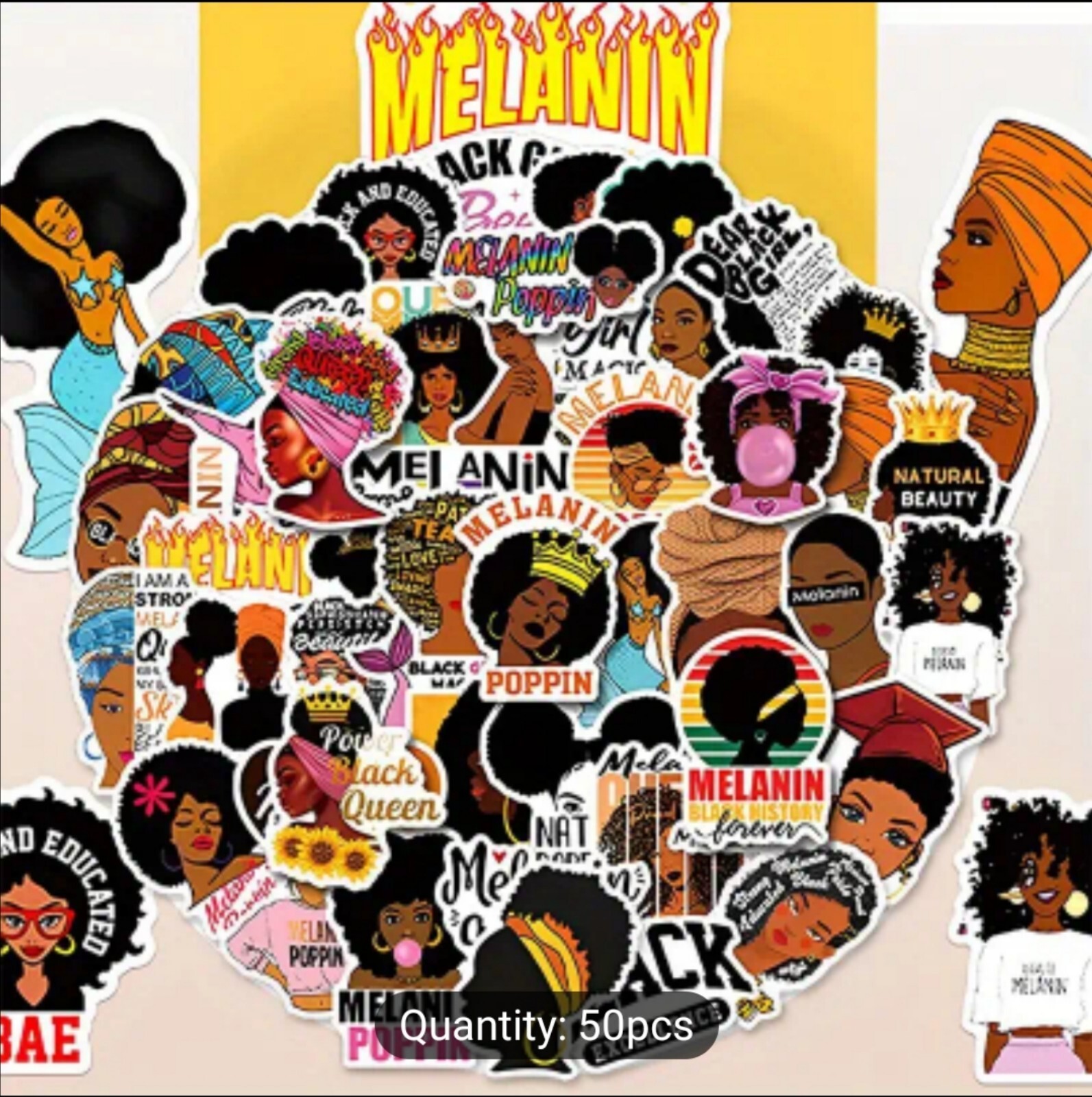 10 PCS Melanin Poppin' Black Girls Women of Color Stickers BRAND NEW