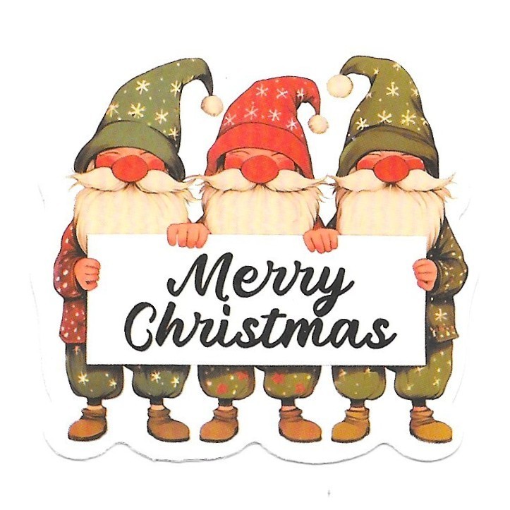 Merry Christmas Gnome Vinyl Sticker Die Cut Holiday Sign Scrapbook Decor