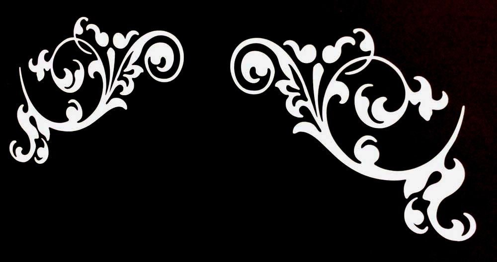 1 SET- Floral Corner-Vinyl Decal Wall, Window Art Sticker 15" Long x 10.70" High