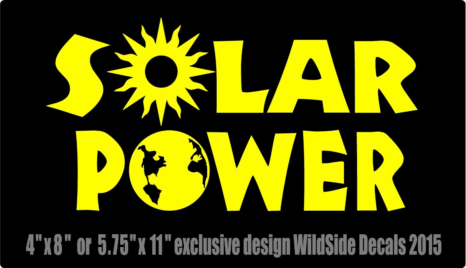 Solar Power Decal with Sun & Planet Earth Clean Energy Car Window Vinyl Sticker