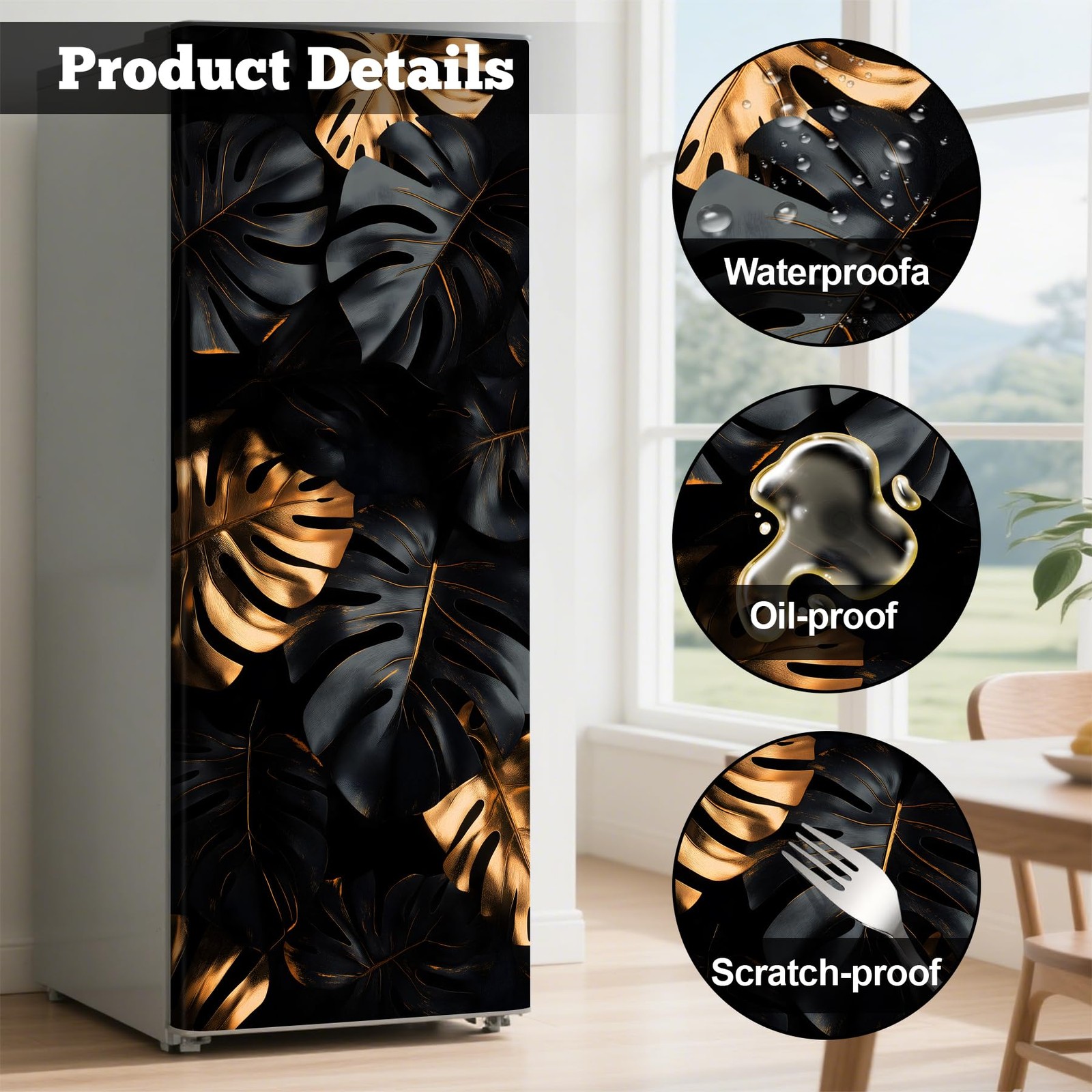 AOHMPT Self-Adhesive Refrigerator Wrap Set – Removable Vinyl Fridge Stickers,…
